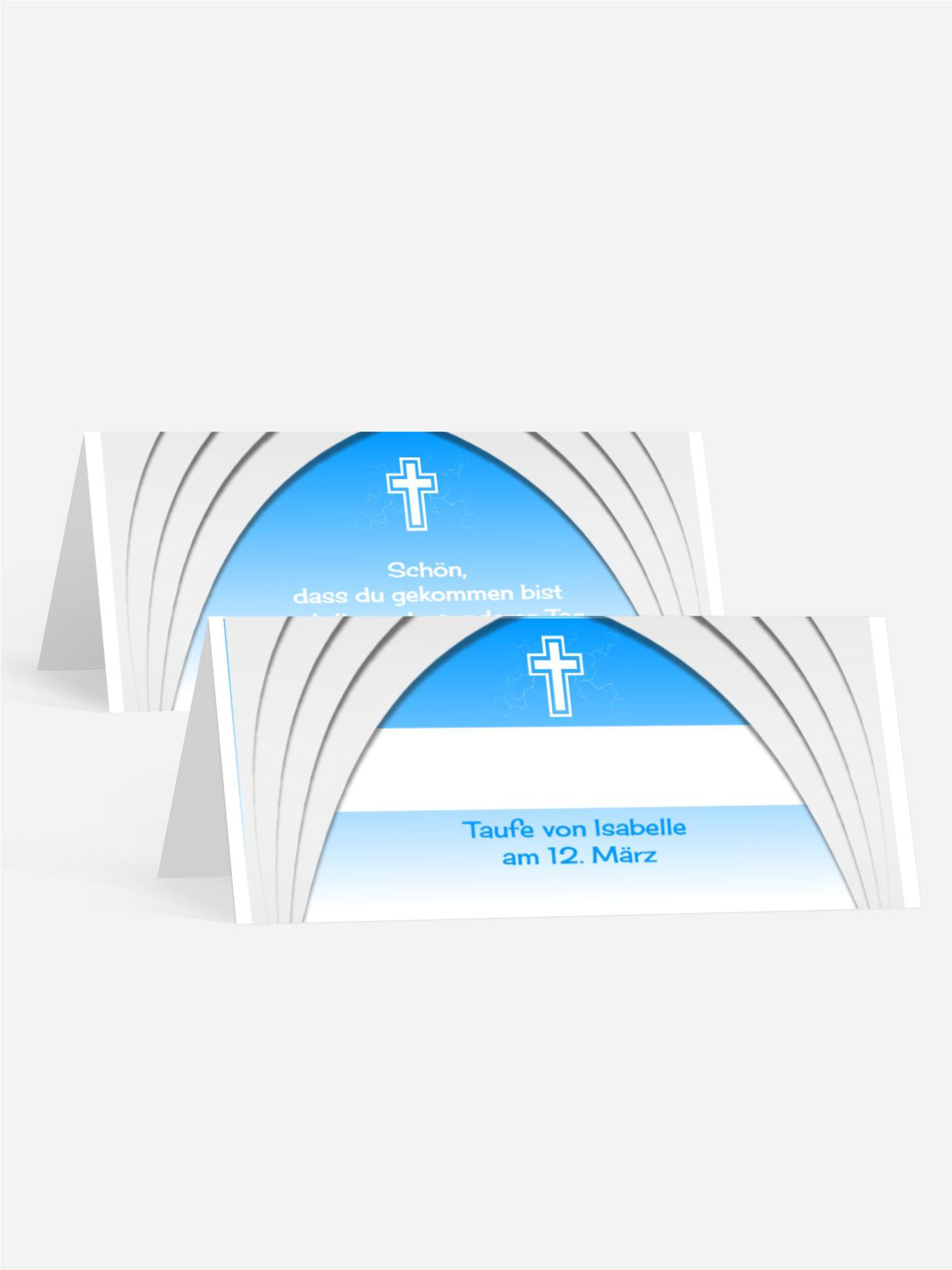 Tischkarte Taufe Gotischer Bogen