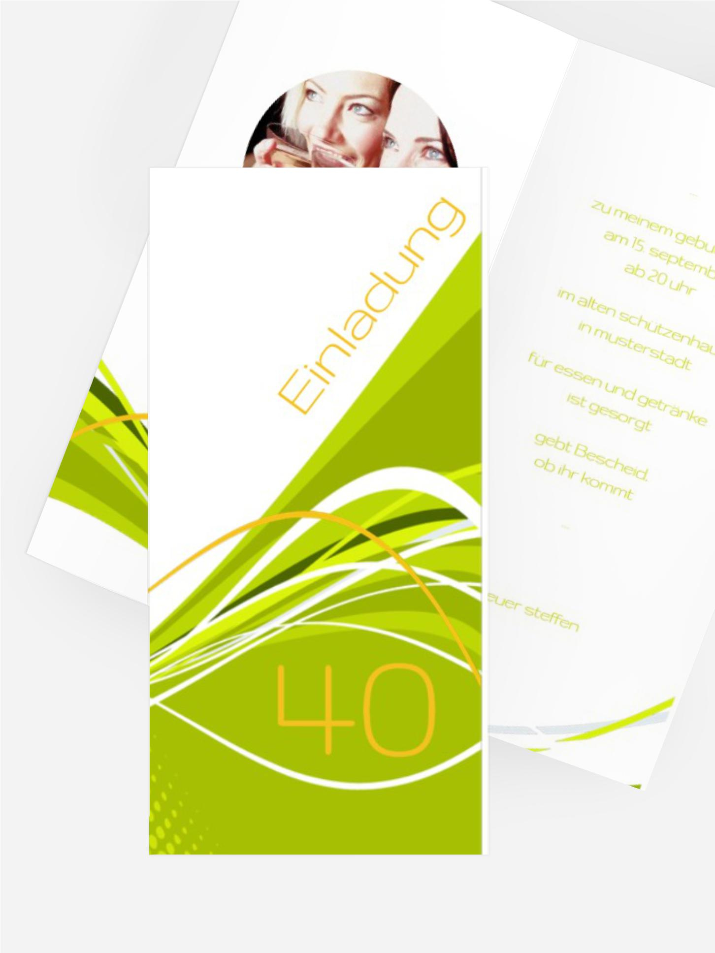 Einladungskarte Geburtstag Welle 40 Foto