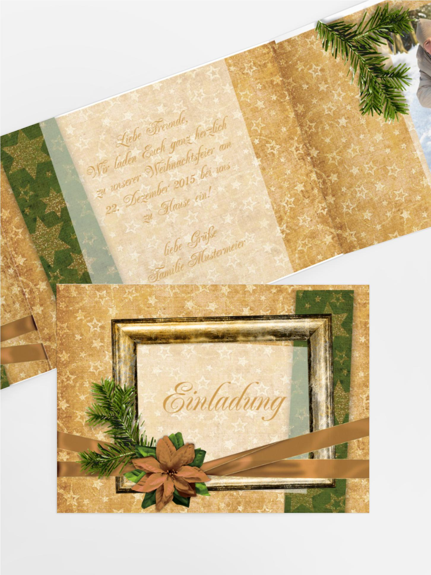 Foto Weihnachtseinladung Goldenes Geschenk
