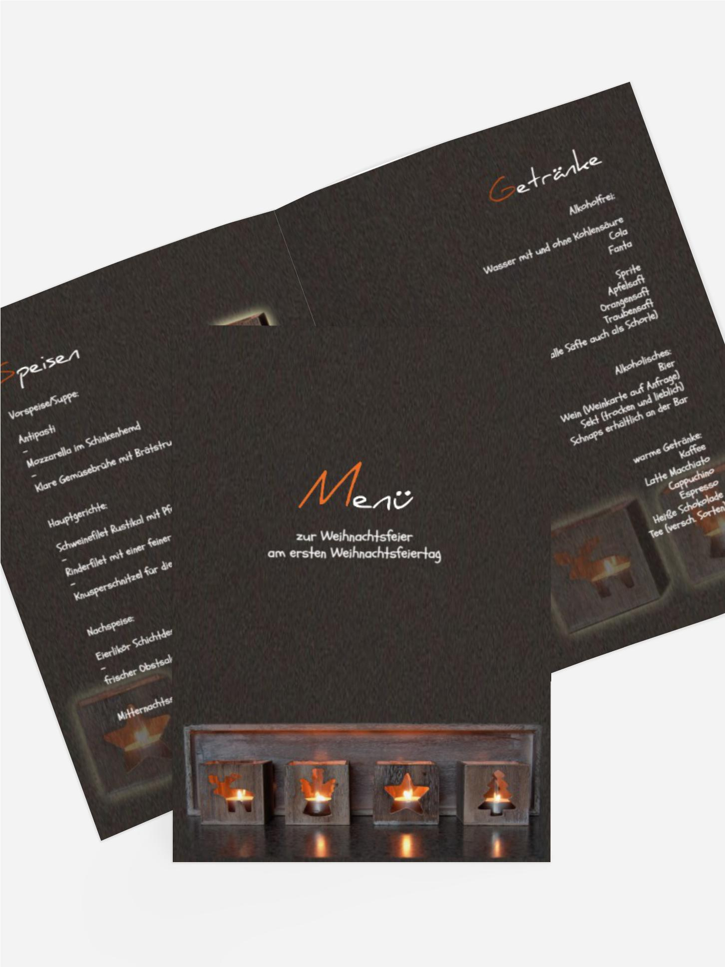 Weihnachtsmenükarte Adventszeit