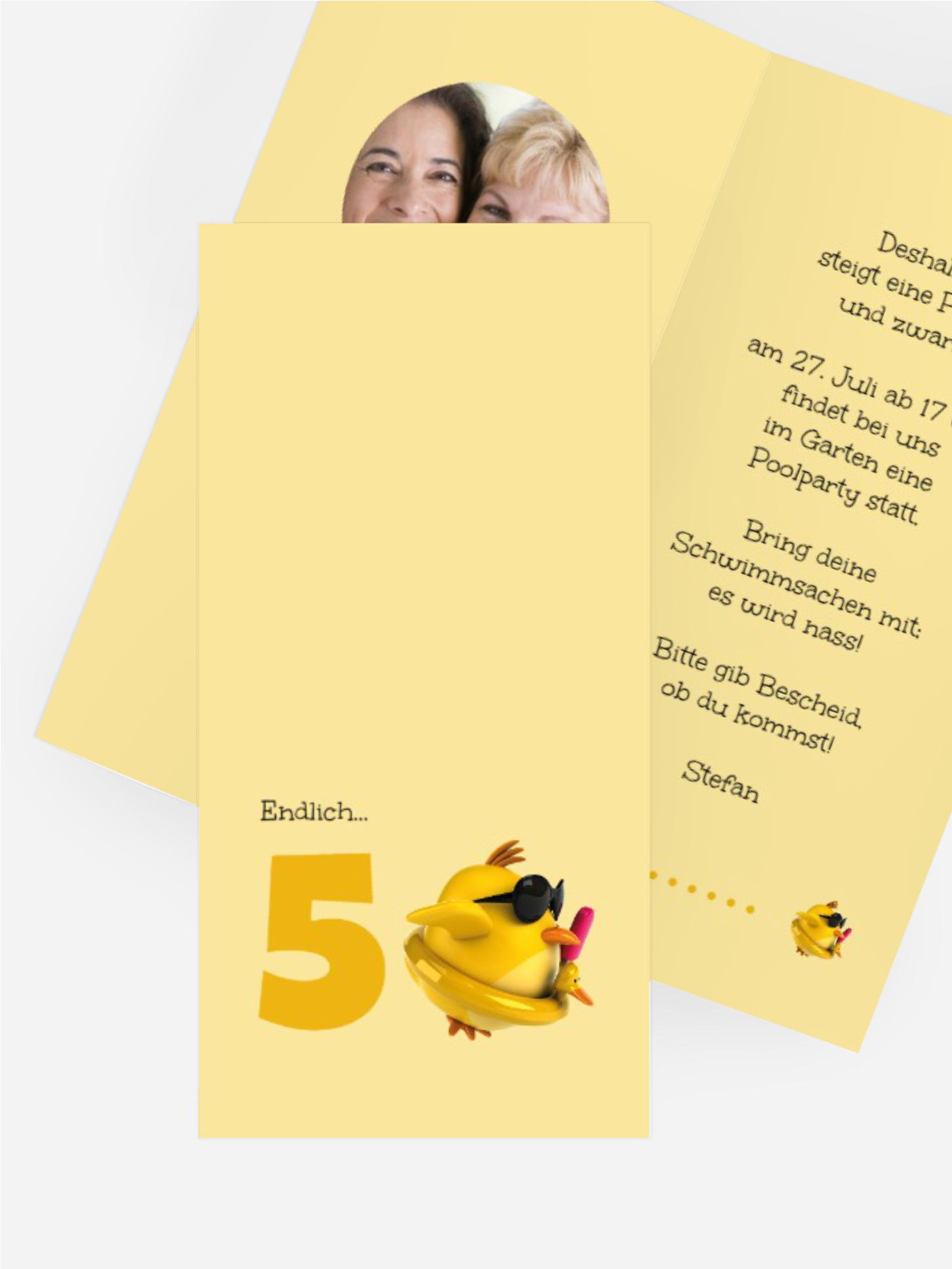 Geburtstagseinladungskarte Kuecken 50 Foto