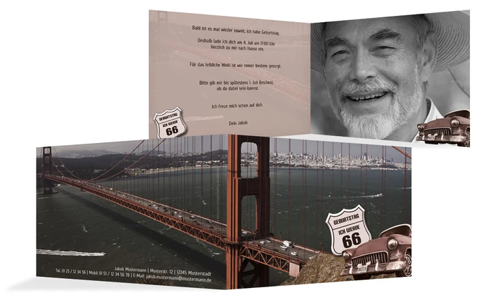 Einladungskarte zum Geburtstag old bridge Foto