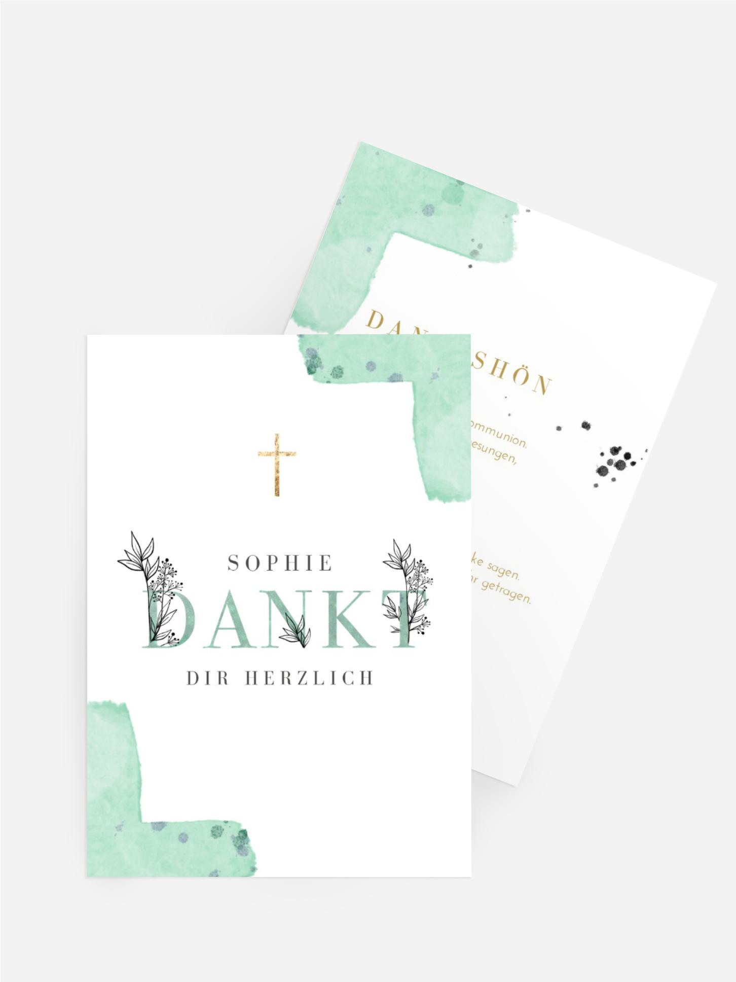 Dankeskarte Kommunion In Einem Ast Kreuzen