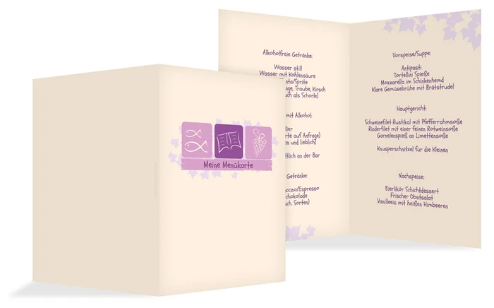 Menükarte Konfirmation Blatt