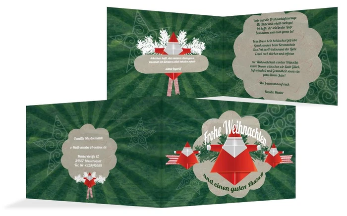Weihnachtsgrußkarte Origami 