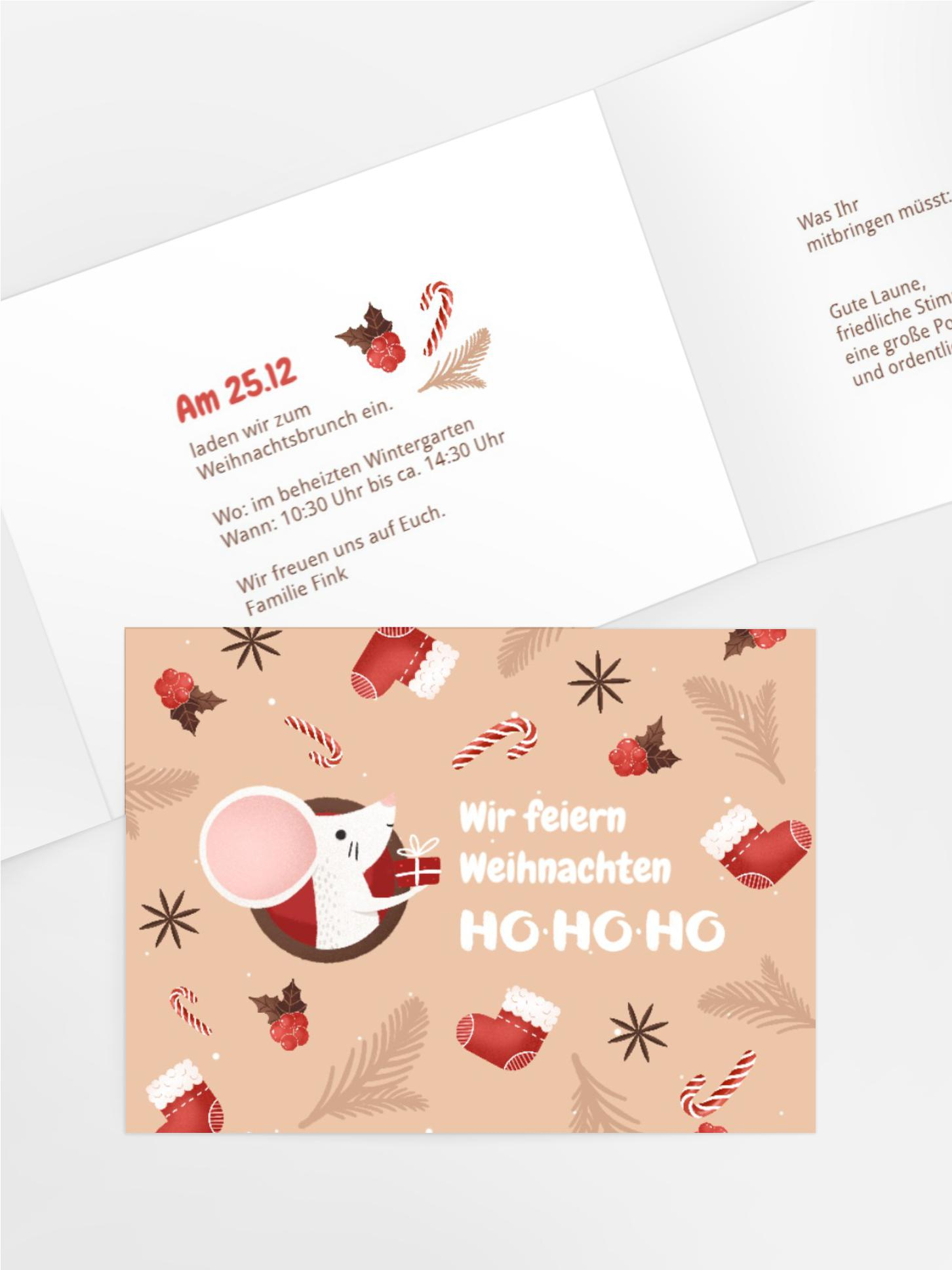 Weihnachtseinladung Weihnachtsmaus