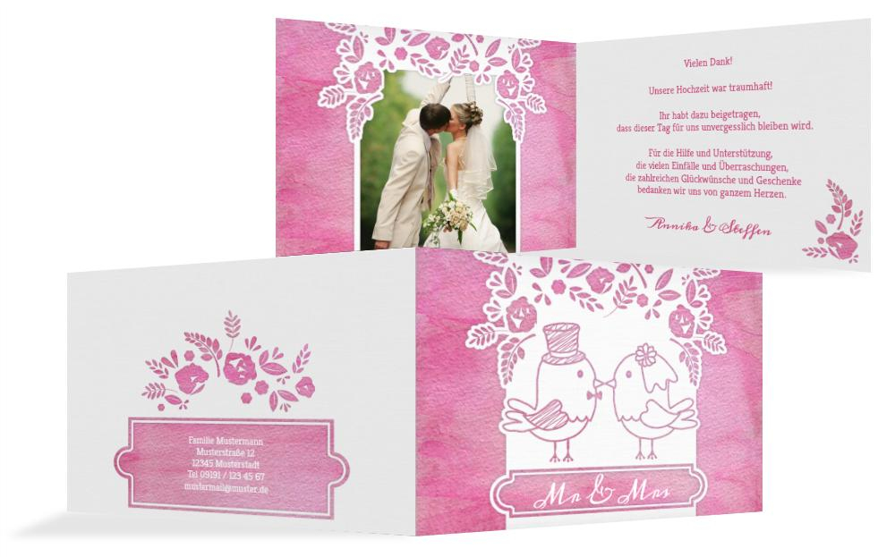 Hochzeit Danksagung Vogelpaar Hochzeit Danksagung Vogelpaar