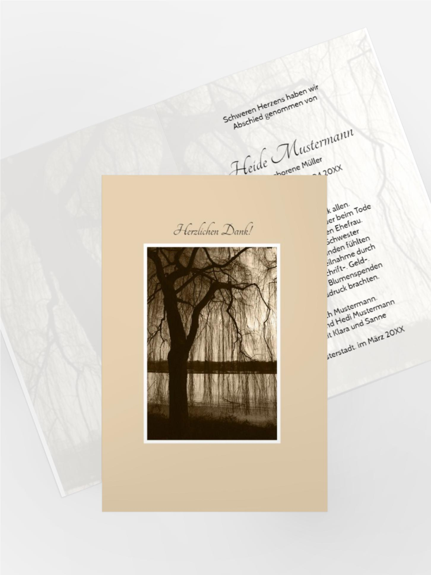 Dankeskarte Baum am See 2 hoch