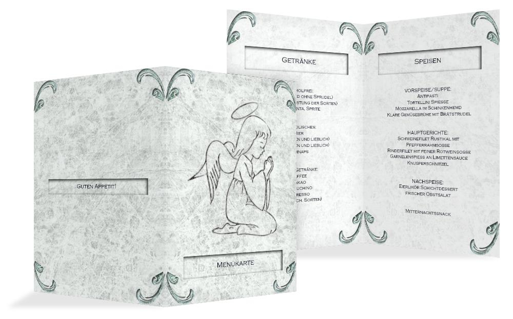 Menükarte zur Konfirmation Relief-Engelchen