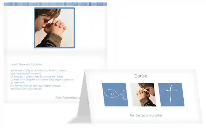 Dankeskarte Kommunion_White Dankeskarte Kommunion_White