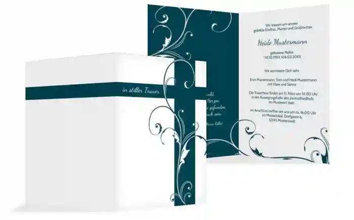 Trauerkarte Blumenkreuz hoch Trauerkarte Blumenkreuz hoch