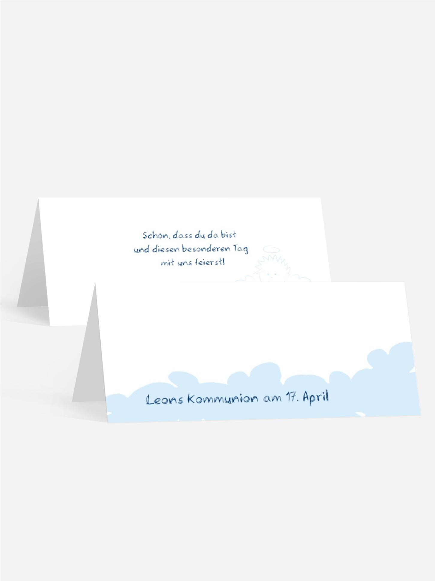 Tischkarte Kommunion Engelchen Jungs