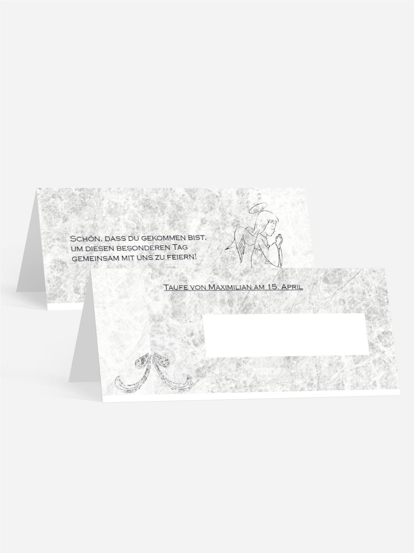 Tischkarte Taufe Relief-Engelchen