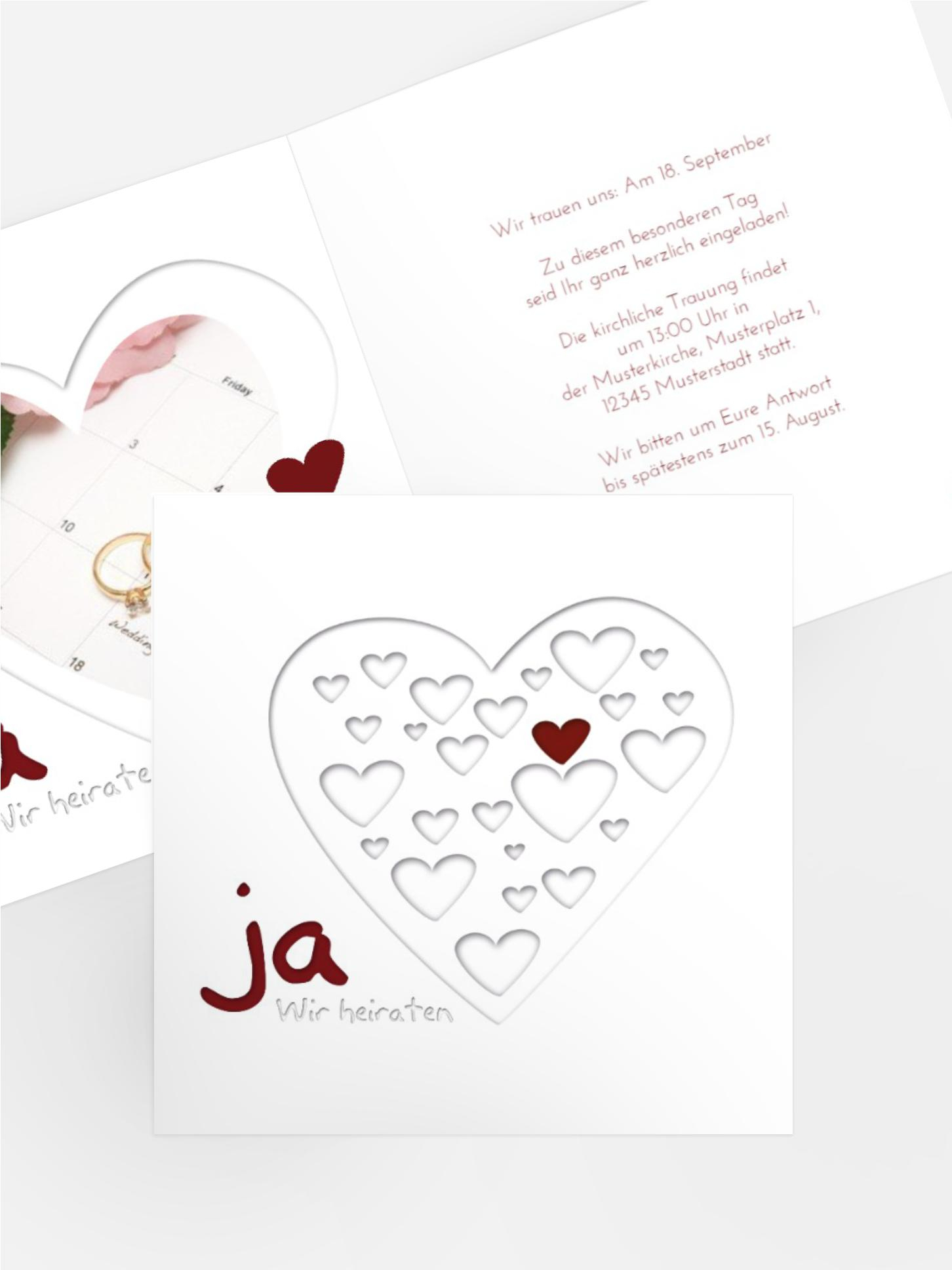 Einladung zur Hochzeit Herzform