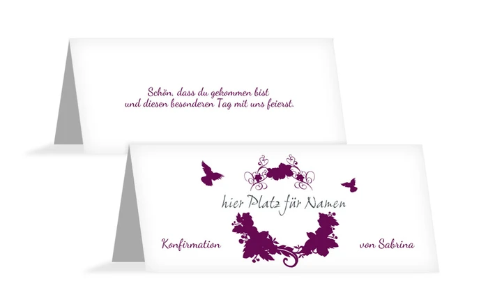 Tischkarte Konfirmation Vogel Tischkarte Konfirmation Vogel
