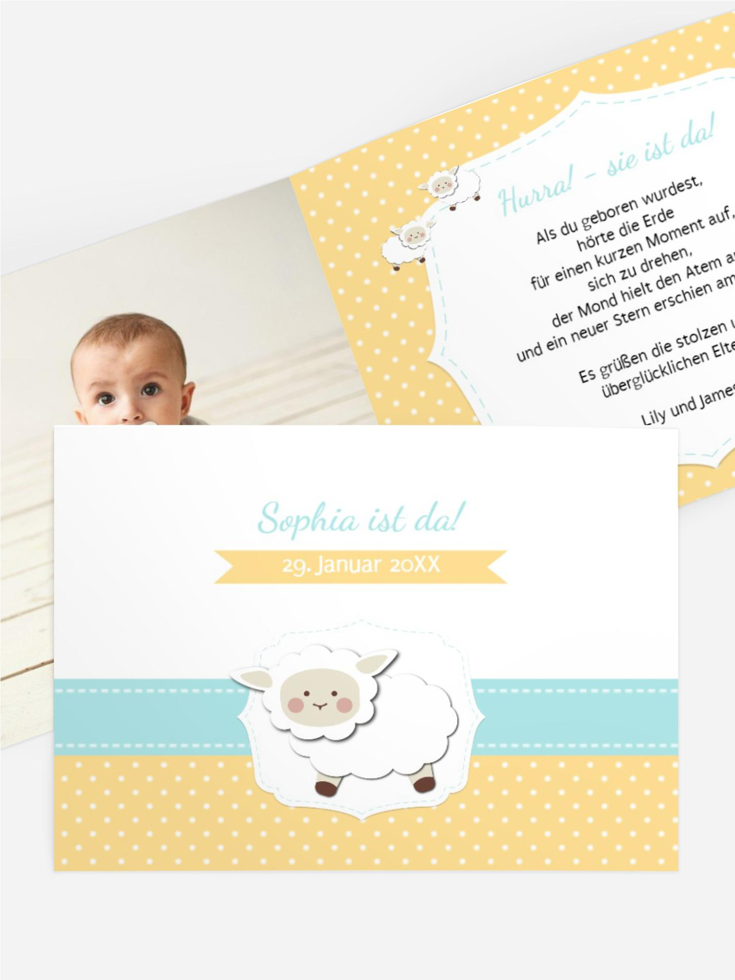 Babykarte Schäfchenherde