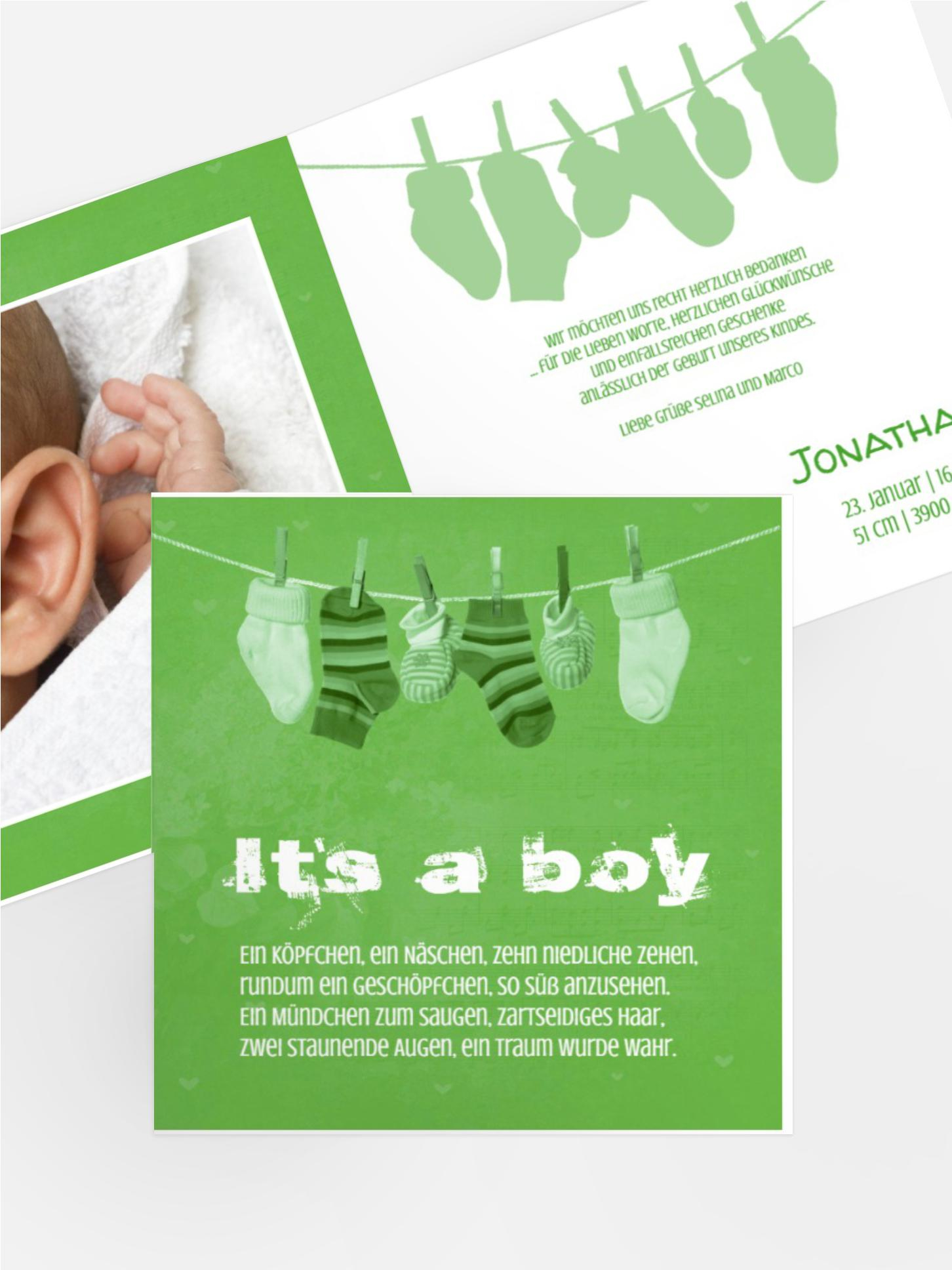 Dankeskarte zur Geburt It's a boy