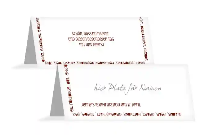 Tischkarte Konfirmation Spruchkreis