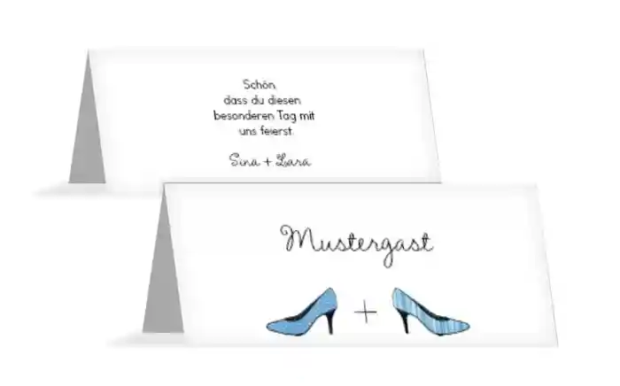 Tischkarte zur Hochzeit High Heels