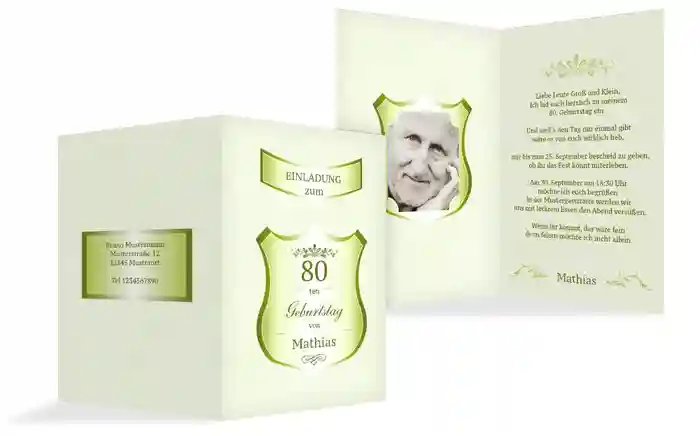 Geburtstagseinladung 80 label Foto