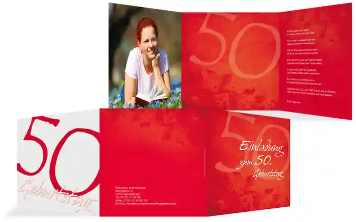 Geburtstagseinladung floral verspielt 50 Foto