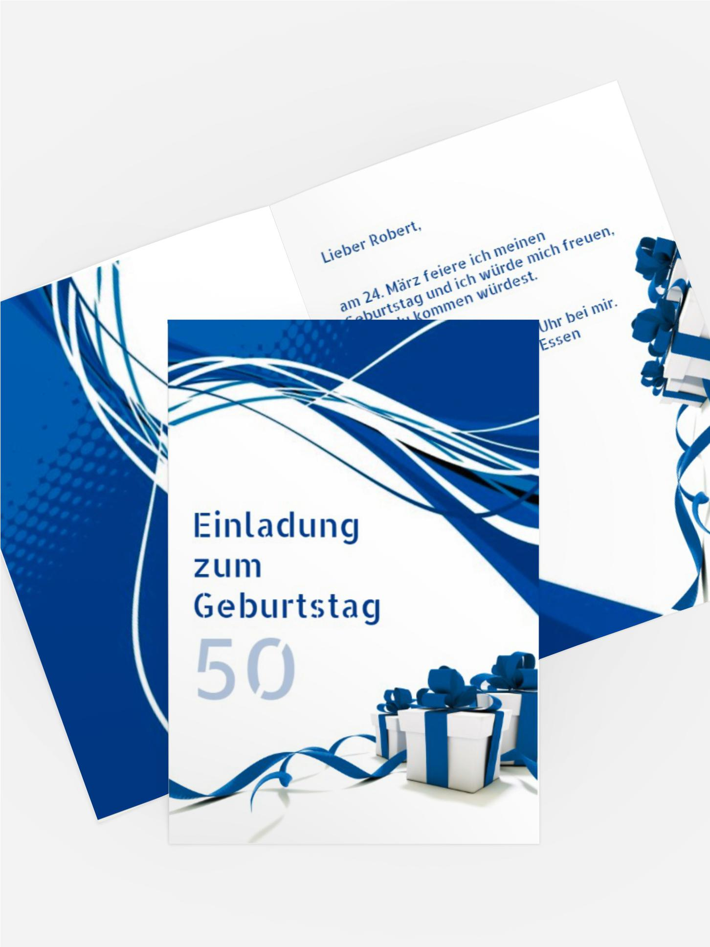 Geburtstagseinladung Schleifenband 50