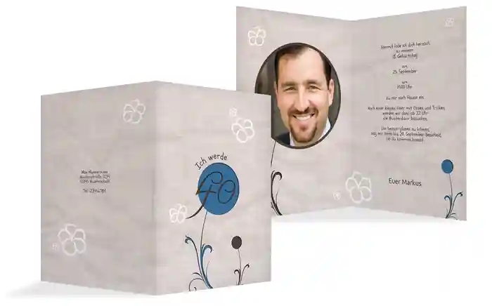 Einladungskarte Fantasyflower 40 Foto