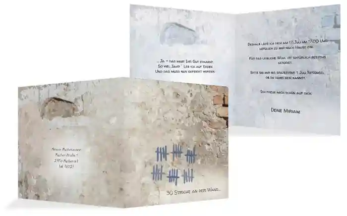 Einladung Striche an der Wand 30