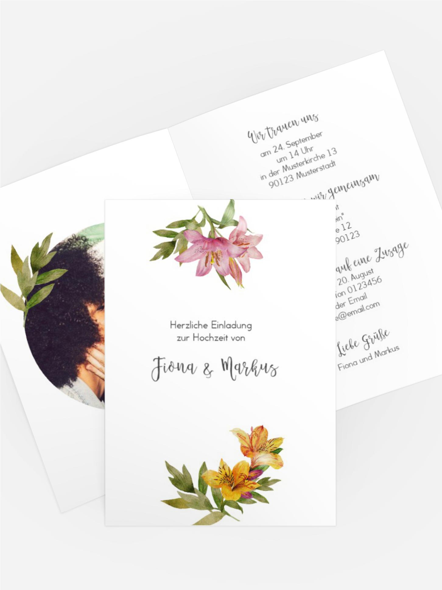 Hochzeitseinladung Blumendeko