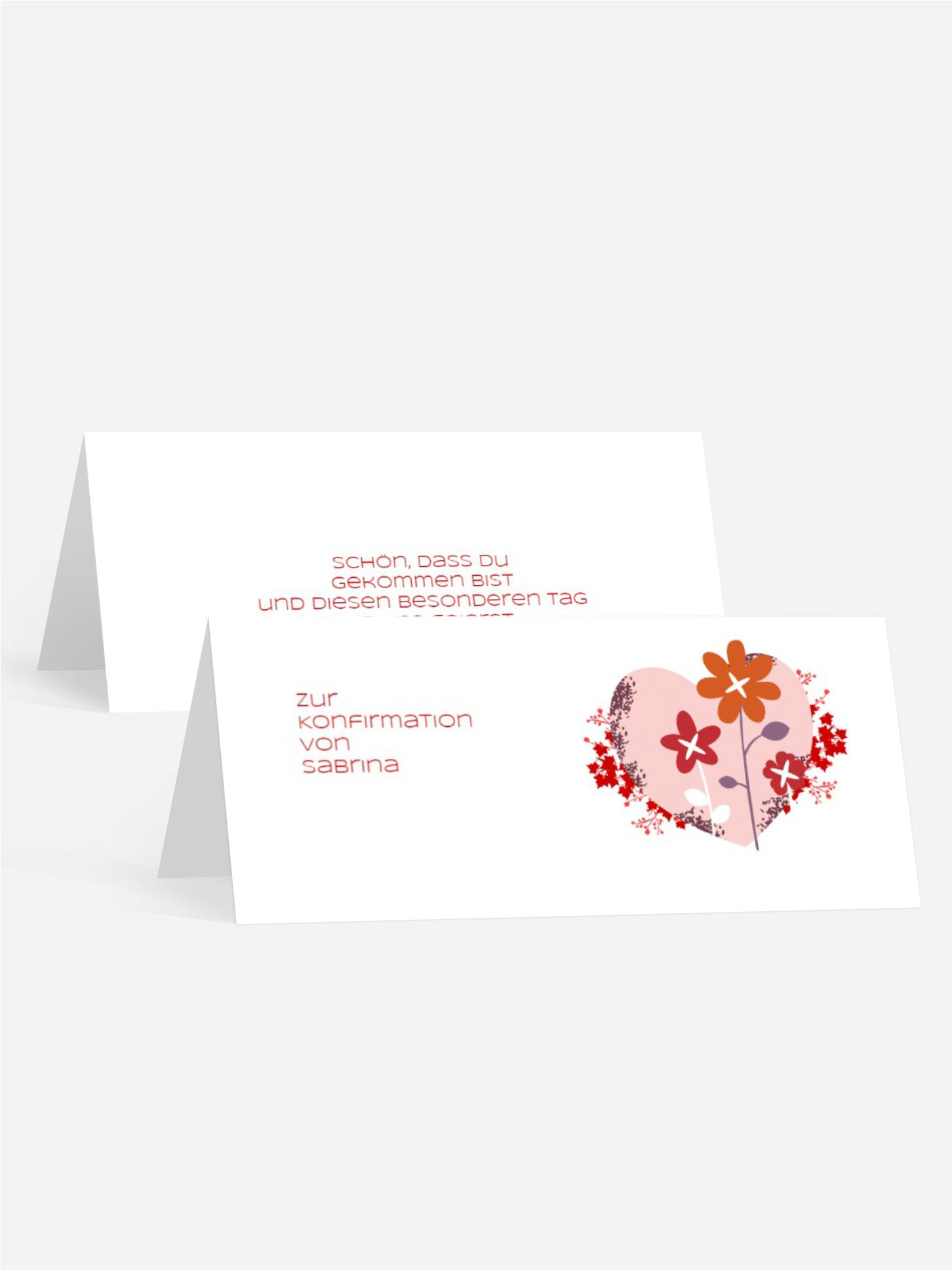 Tischkarte Konfirmation Herz