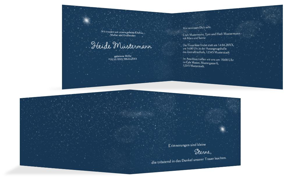 Trauerkarte starry sky quer Trauerkarte starry sky quer