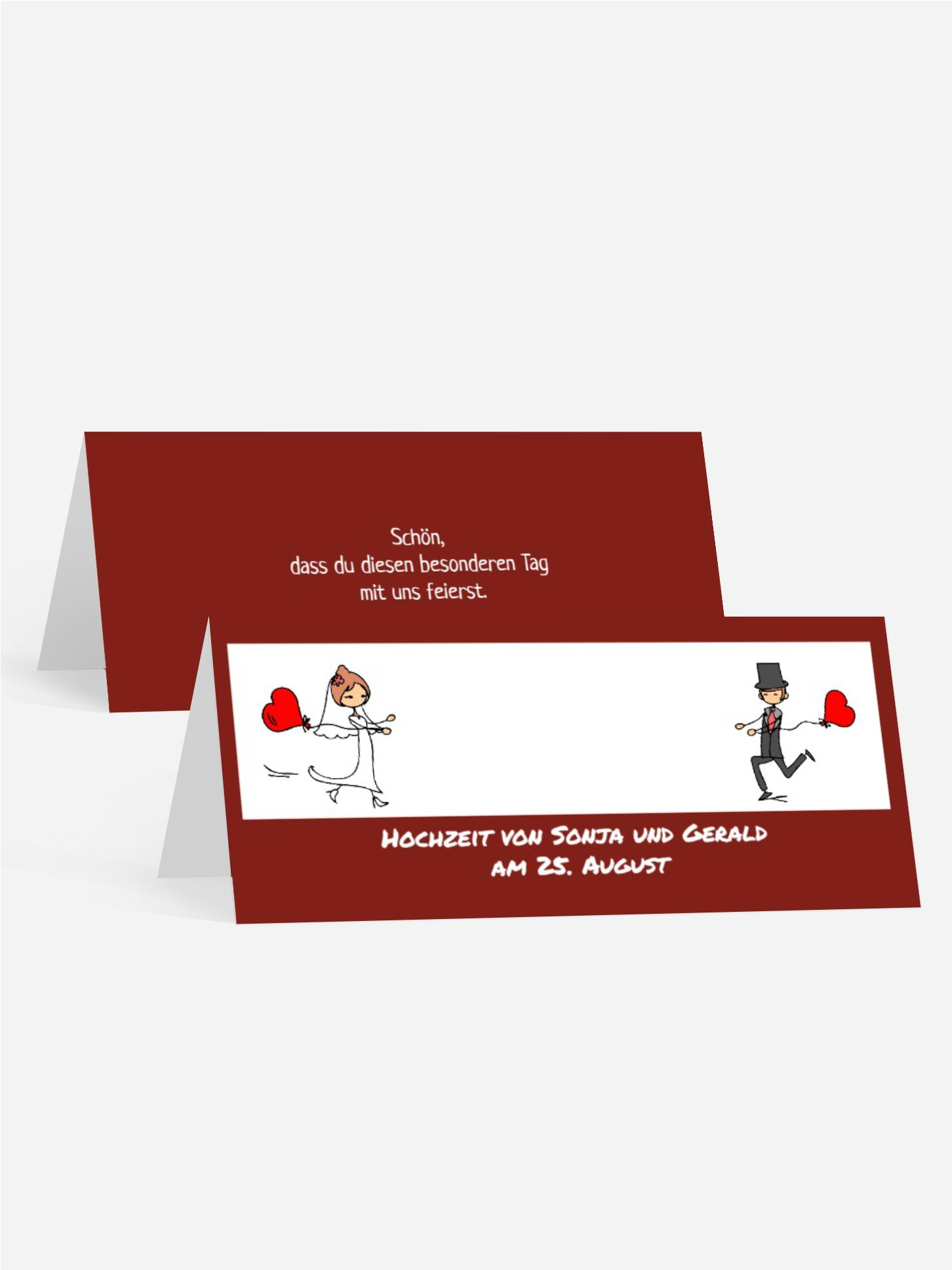 Tischkarte Comic Brautpaar