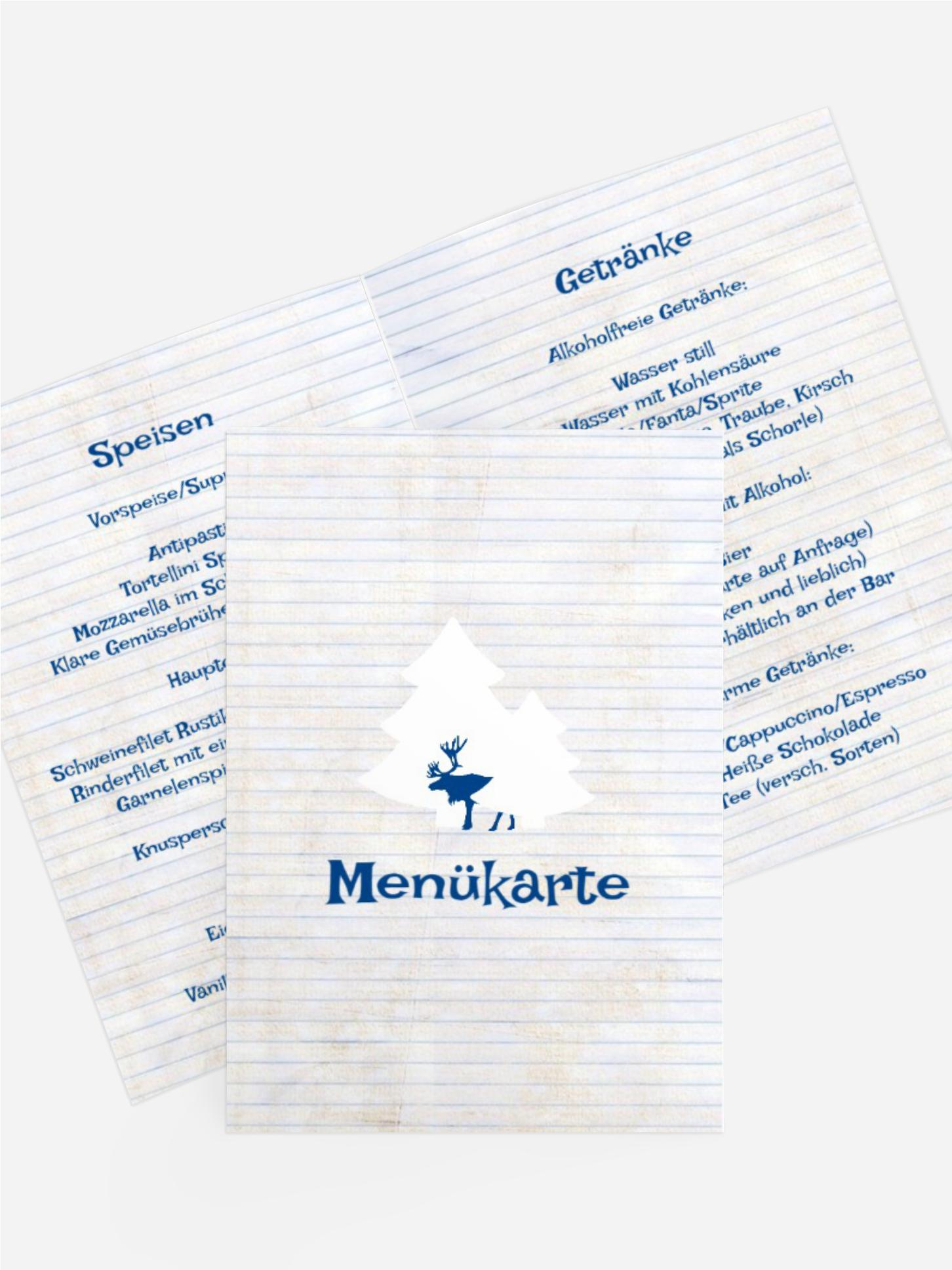 Menükarte Weihnachten Elchenwald