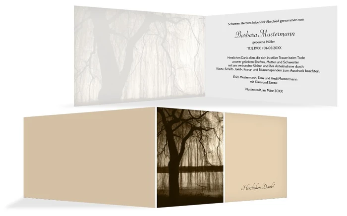 Dankeskarte Baum am See 2 quer