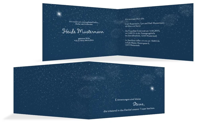 Trauerkarte starry sky quer
