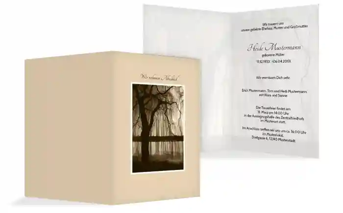 Trauerkarte Baum am See 2 hoch Trauerkarte Baum am See 2 hoch