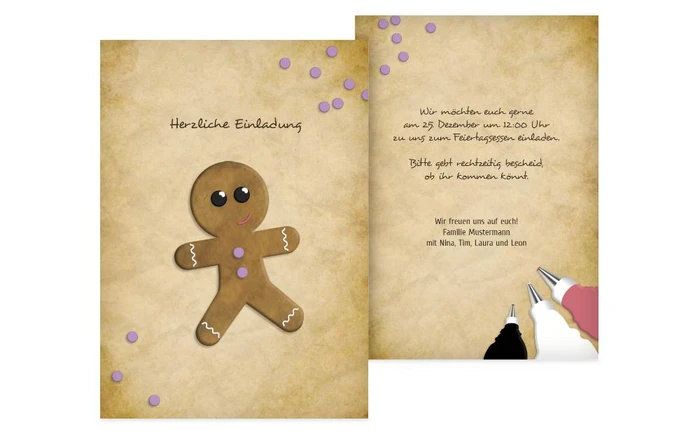 Weihnachtseinladung Lebkuchenmännchen Weihnachtseinladung Lebkuchenmännchen