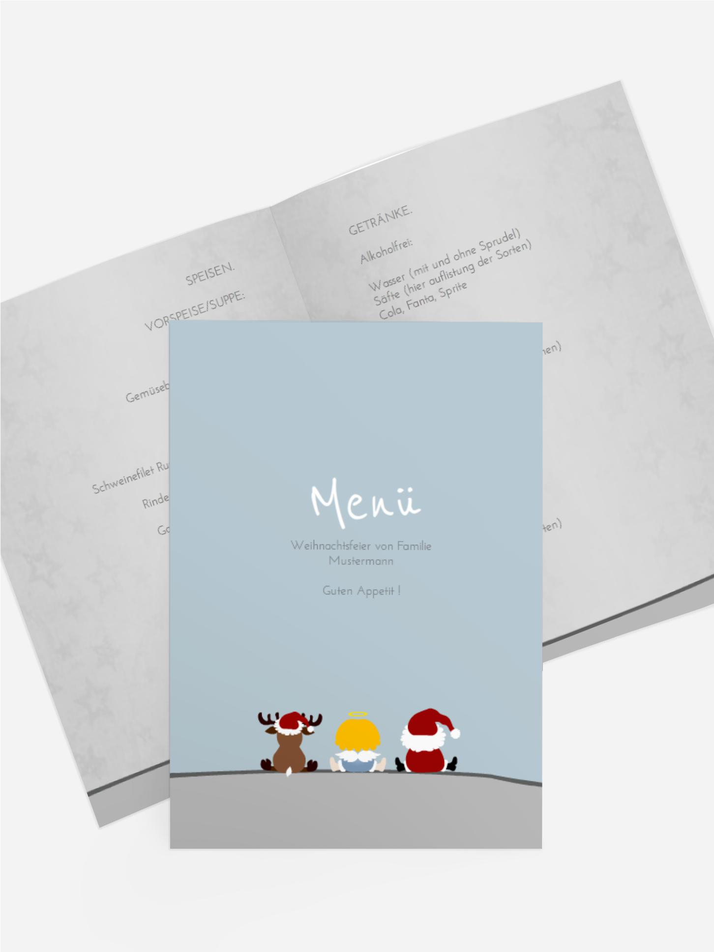 Weihnachts Menükarte Trio