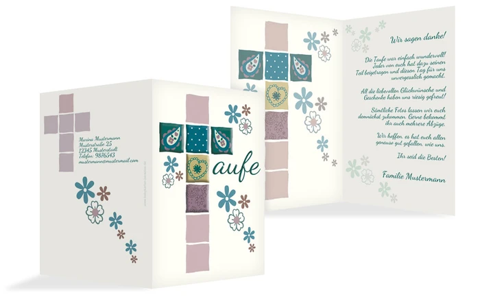 Dankeskarte Florales Kreuz