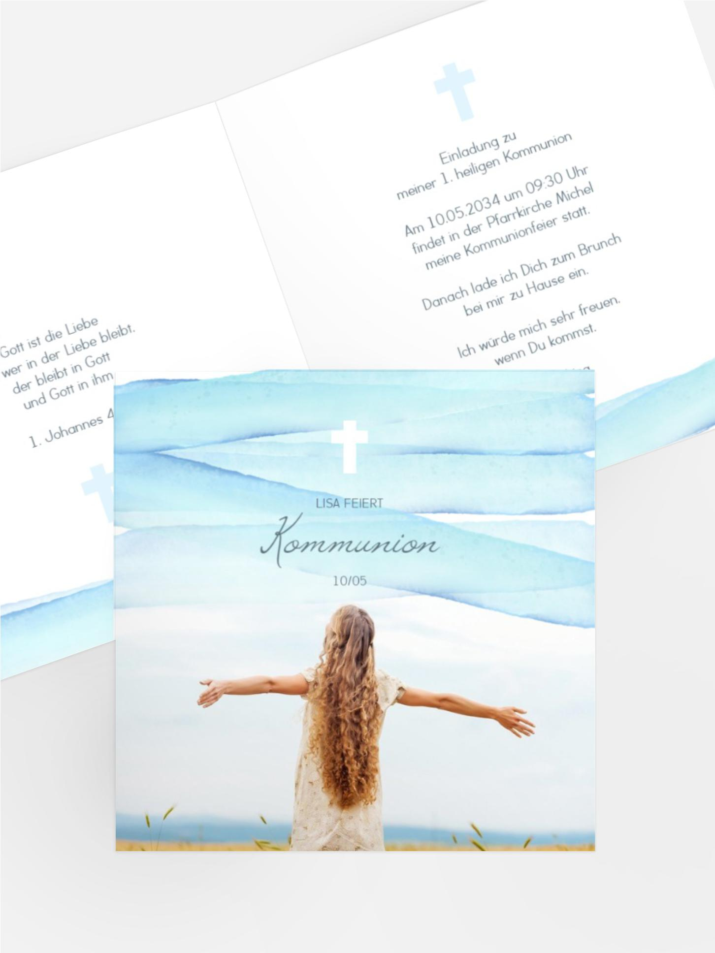Einladungskarte Kommunion Aquarell Meer Einladungskarte Kommunion Aquarell Meer