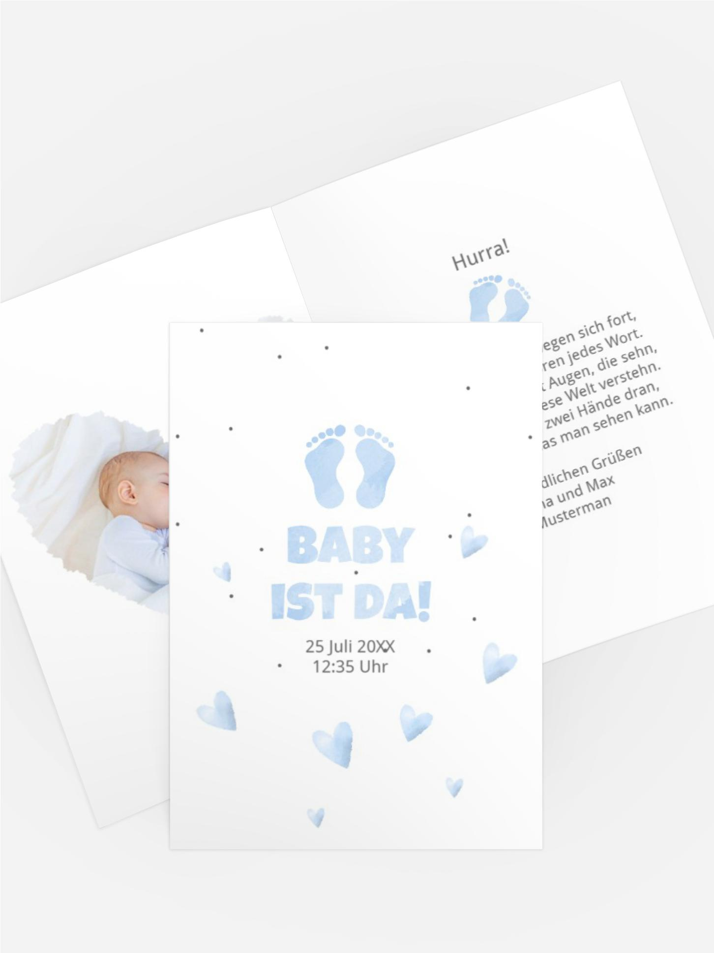Geburtskarte Kleine Fußabdrücke Geburtskarte Kleine Fußabdrücke