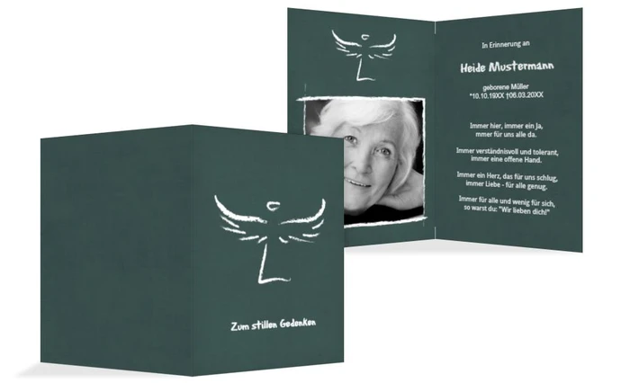 Sterbebildkarte heavenly wings