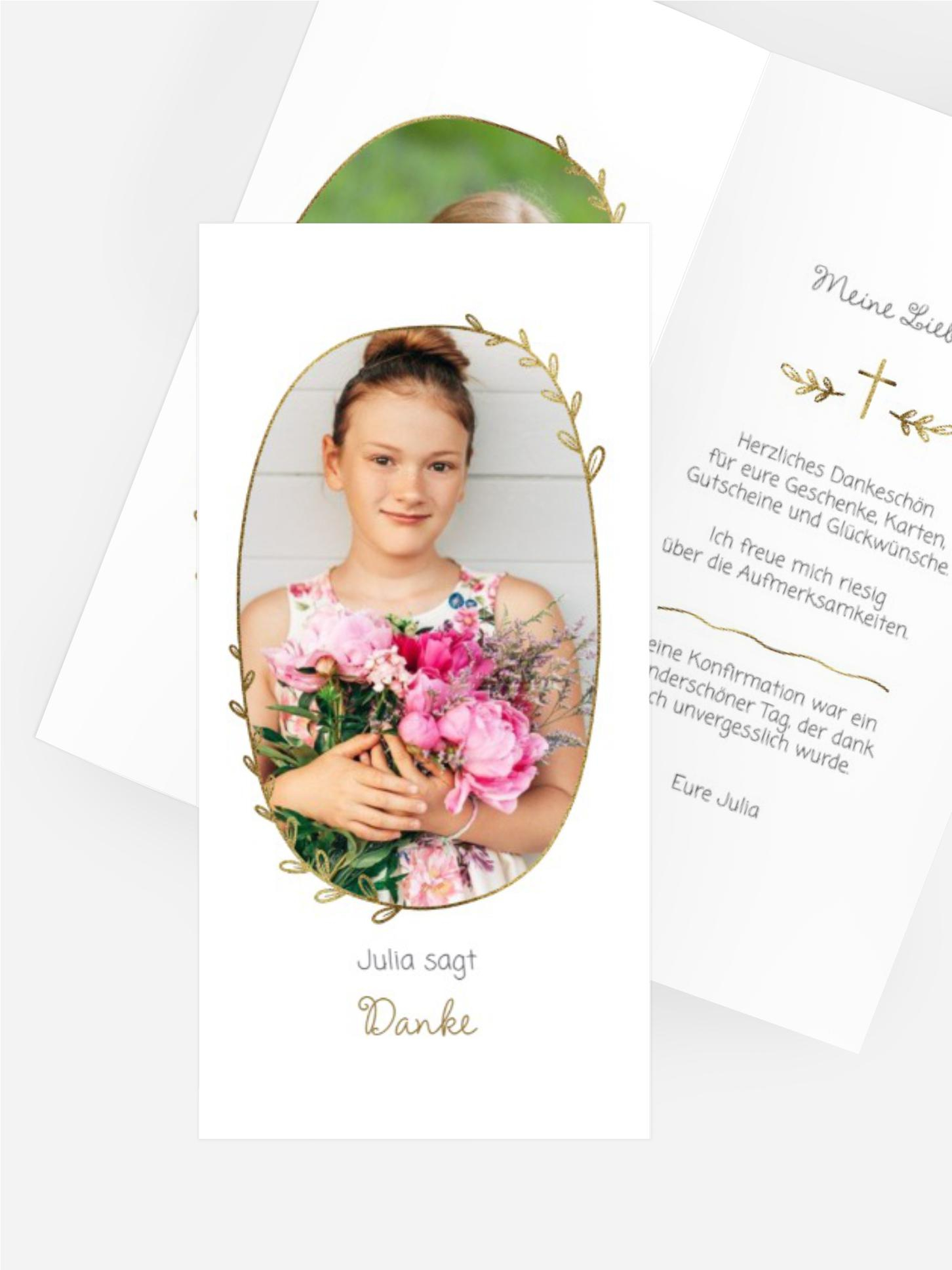 Dankeskarte Kommunion Leuchtendes Kreuz