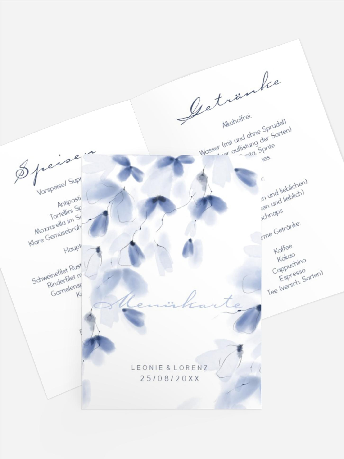 Menükarte Aquarell Blätter