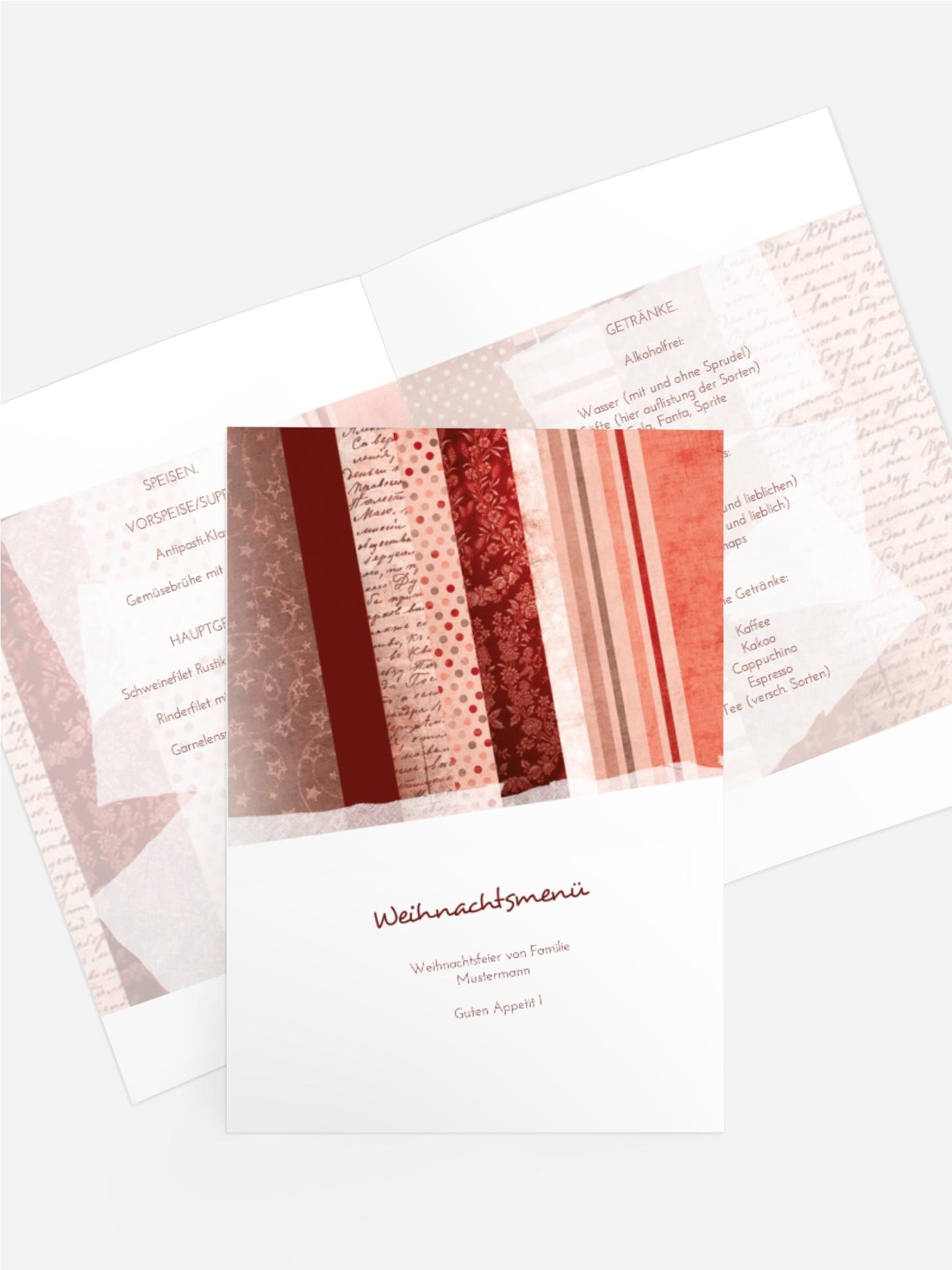 Weihnachts Menükarte Geschenkpapier Weihnachts Menükarte Geschenkpapier