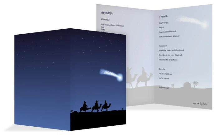 Weihnachten Menükarte drei hl. Könige