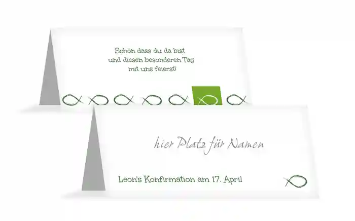 Tischkarte Konfirmation Fische