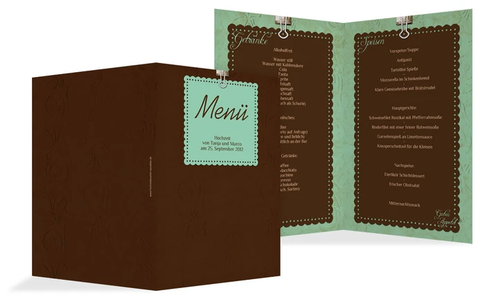 Menükarte Liebesnachricht