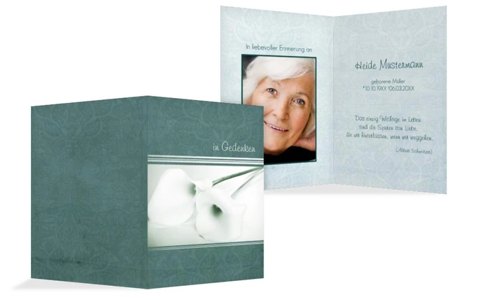 Sterbebildkarte Calla Lilie