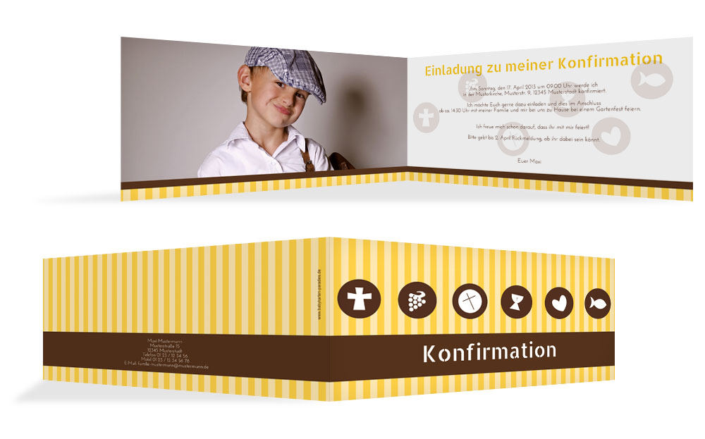 Konfirmation Einladung stripes buttons